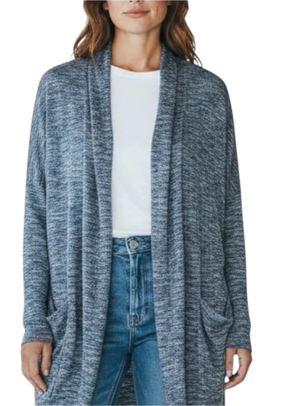 LANE BRYANT Open-Front Lightweight Space Dye Sweater in Blue Size 18/20